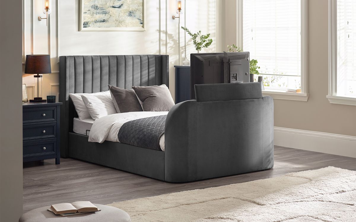 Clara Side Lift Ottoman TV Bed - Dark Grey