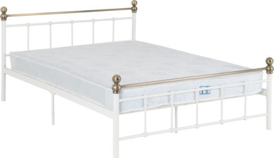 Marlborough Metal Bed White/Antique Brass