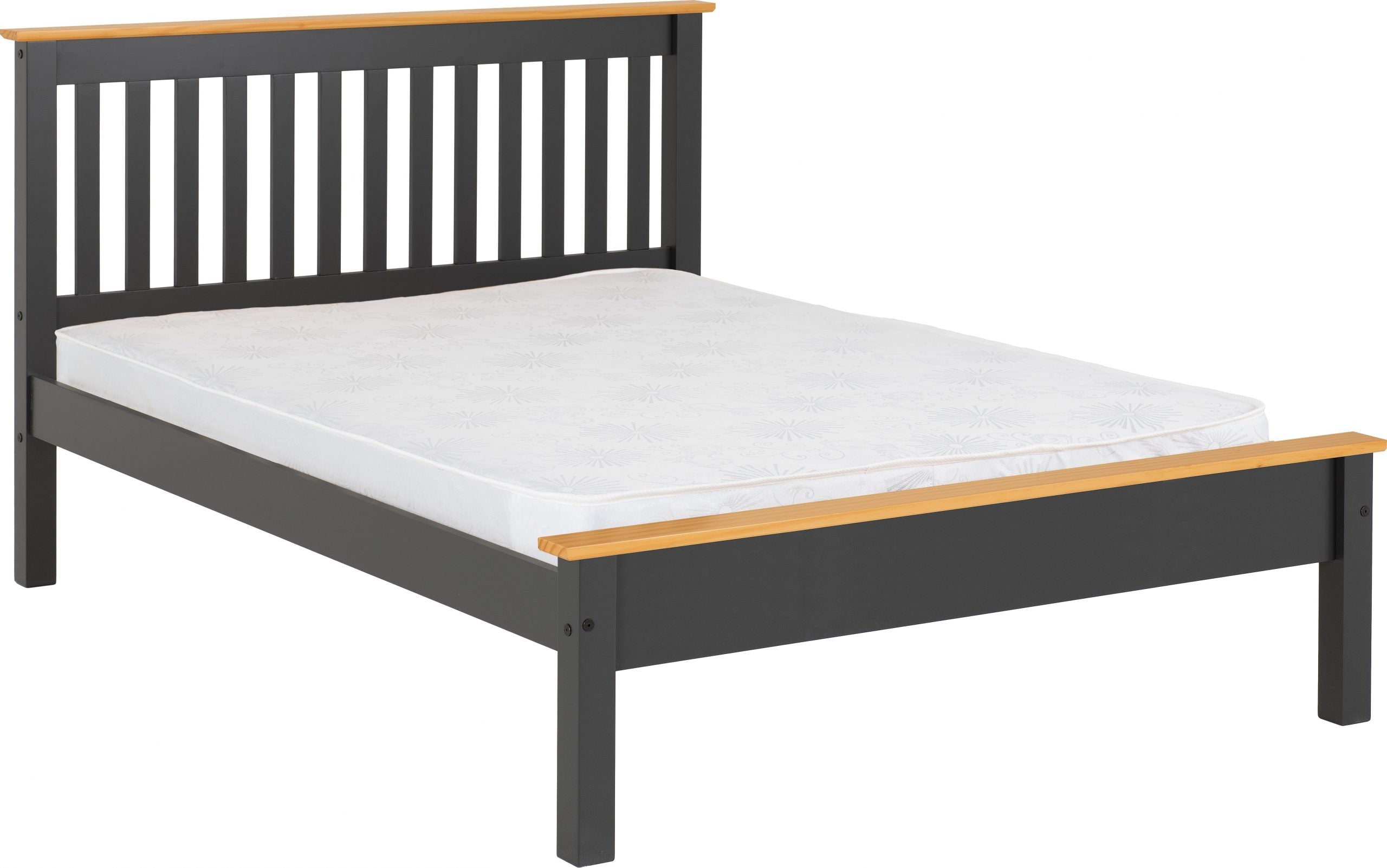 Monaco Bed Low Foot End Grey/Oak Effect