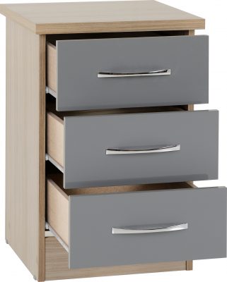 Nevada 3 Drawer Bedside