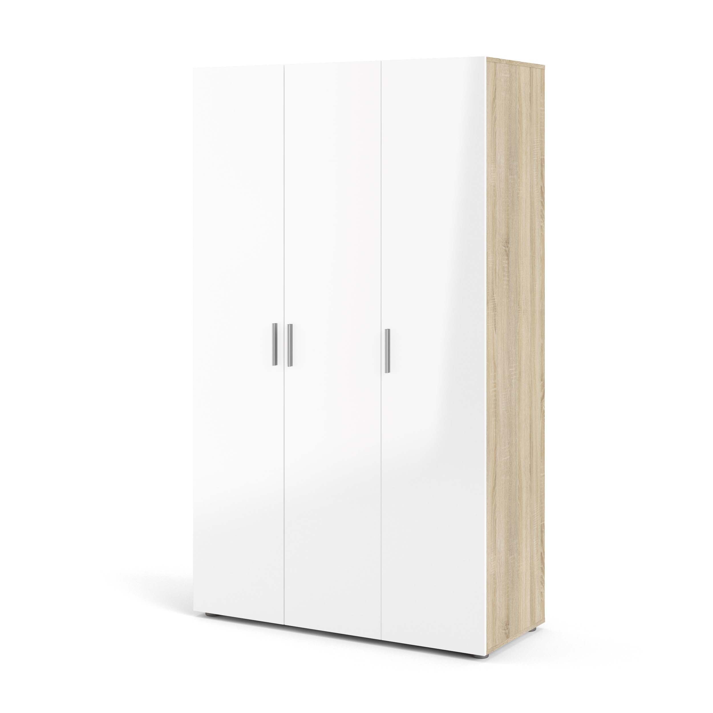 Pepe 3 Door Wardrobe  - Oak with White High Gloss