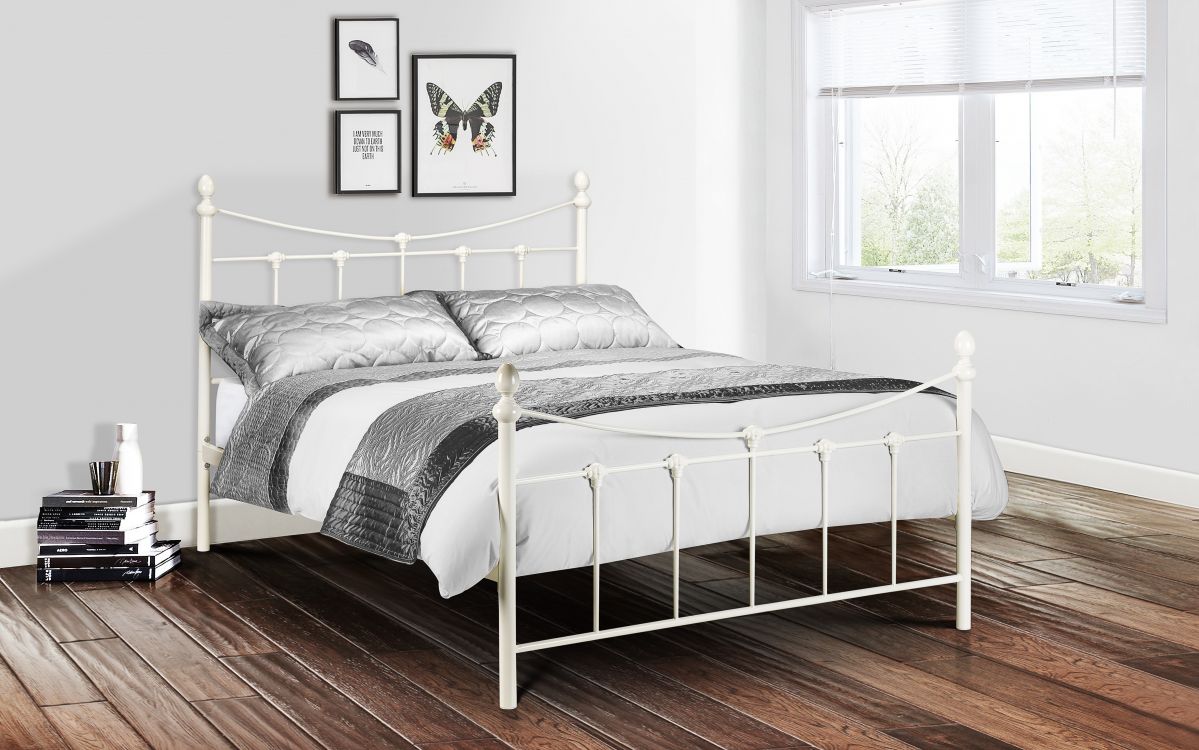 Rebecca Metal Bed - Stone White