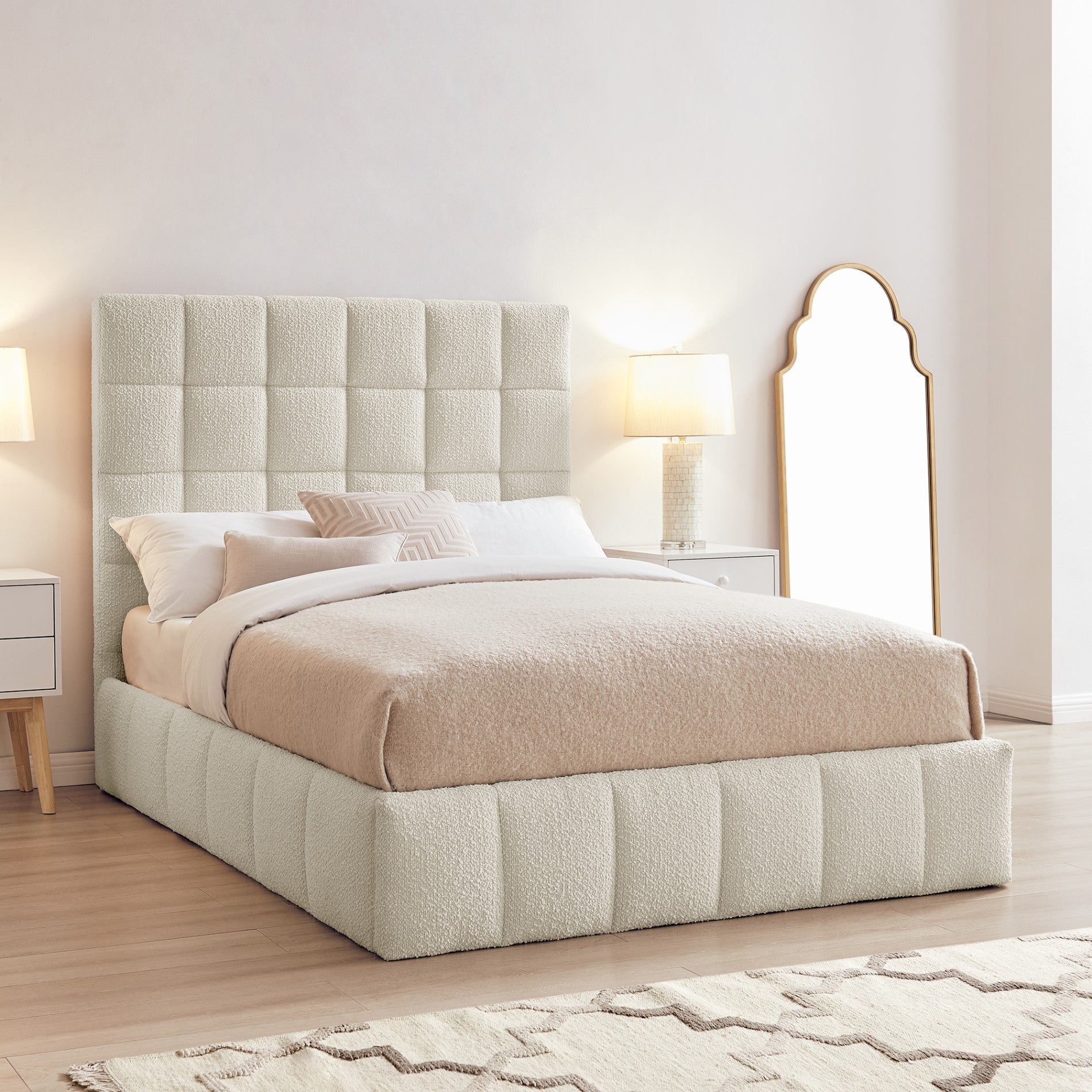 Starla Square Ivory Boucle Storage Bed